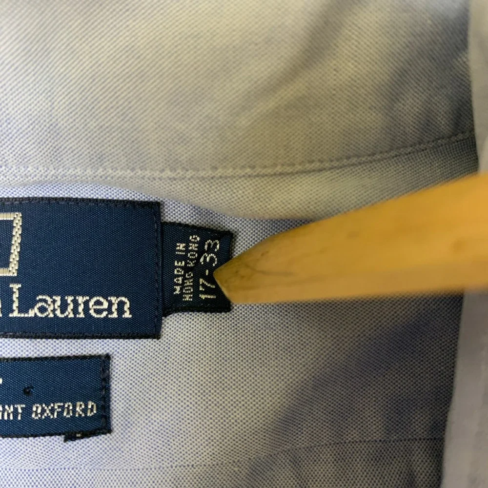 Polo Ralph Lauren Philip Dress Shirt Mens 17 33 Blue Pinpoint Oxford French Cuff